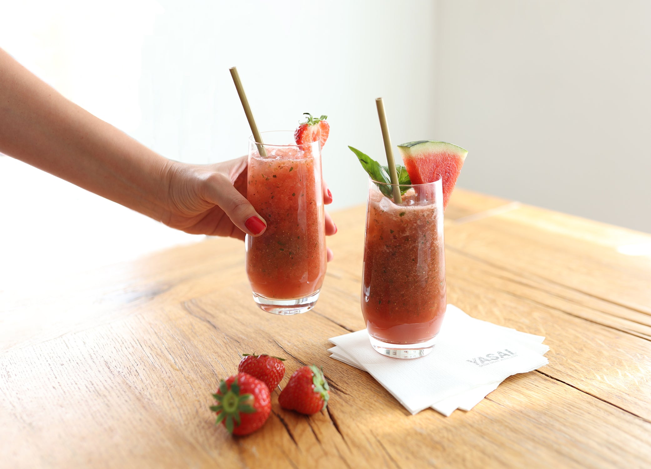 Basil Strawberry and Watermelon Cooler YASAI